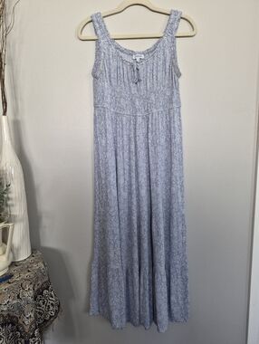 Sleeveless Light Blue Paisley Maxi Dress